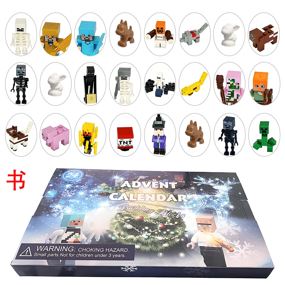 24Pcs/Set Minecraft Advent Calendar Box Figure Anime Action Figure Model Building Christmas Calendar Countdown Child Toys Gifts